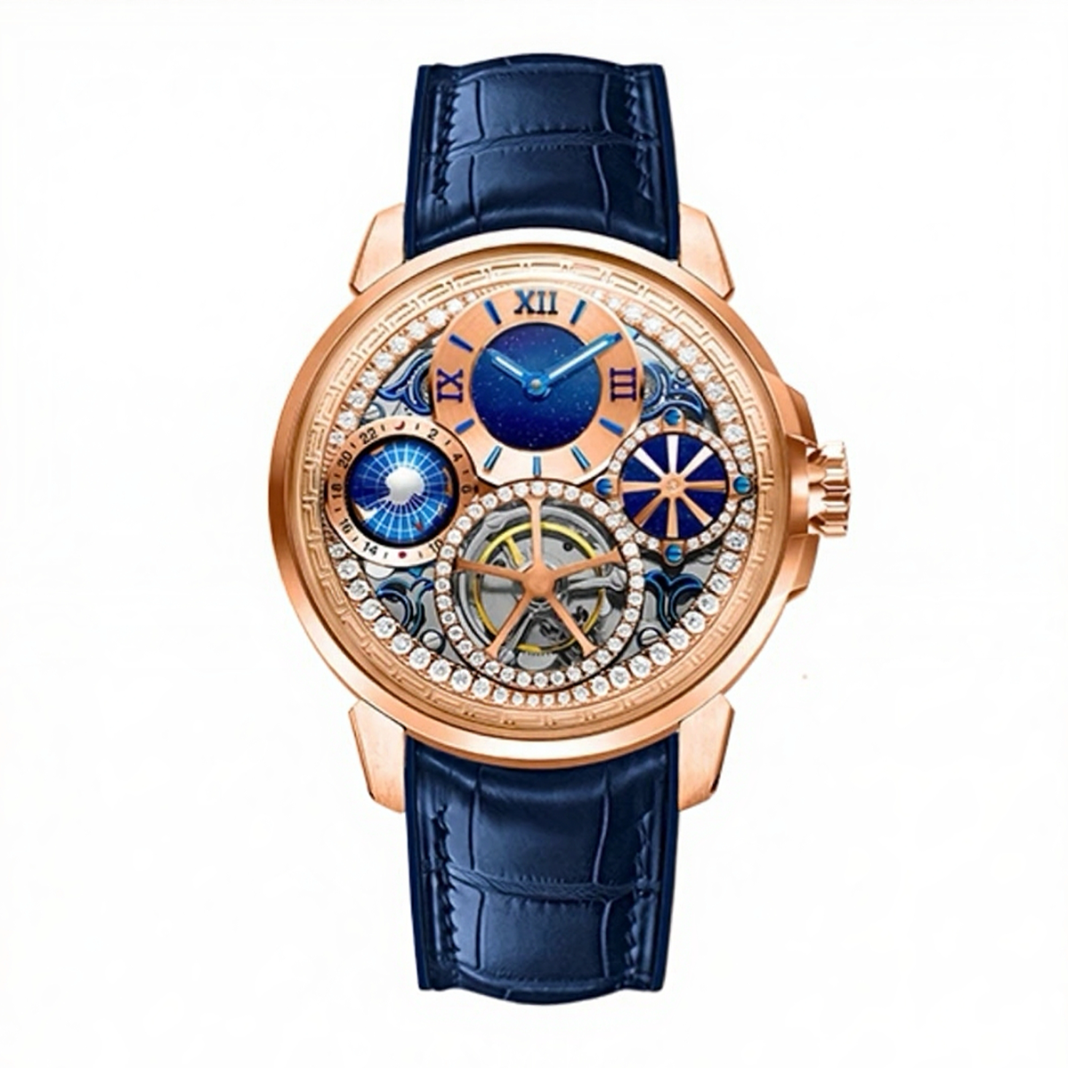 Tourbillon mechanical movement leather waterproof men's watch